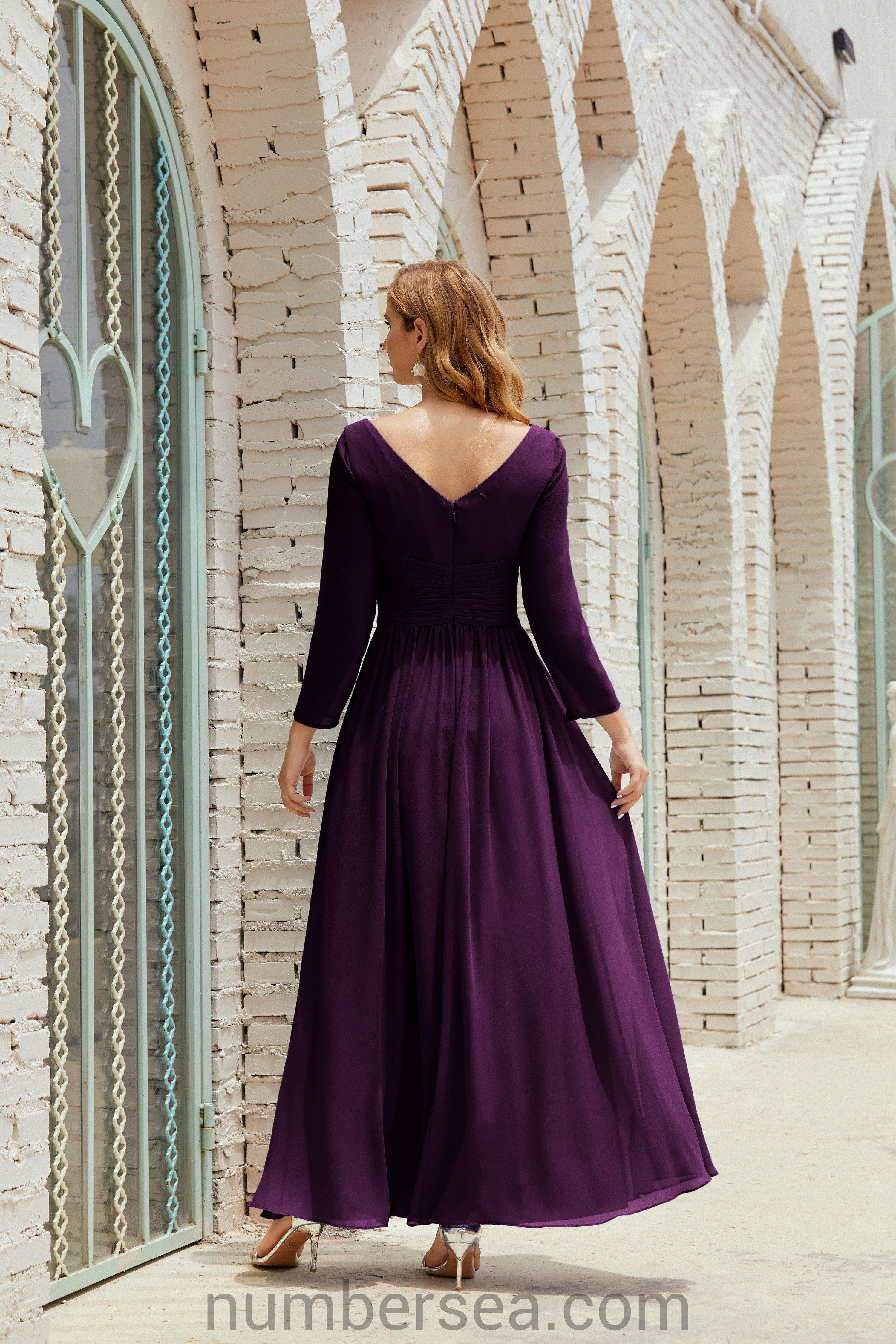 Numbersea Bridesmaid Dress Chiffon Formal Party Dress Evening Dress 28016-numbersea