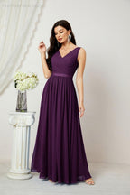 Women's Chiffon Long Bridesmaid Dresses A line Sleeveless Formal Prom Gown for Evening Party Homecoming Dresses 2808-numbersea