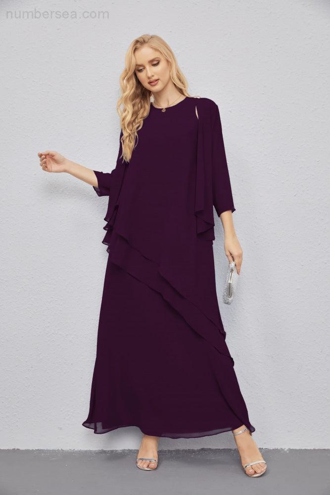 Mother of Bride Dresses with Open Front Lightweight Cardigan Formal Prom Gown 28081-numbersea