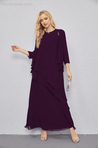Mother of Bride Dresses with Open Front Lightweight Cardigan Formal Prom Gown 28081-numbersea