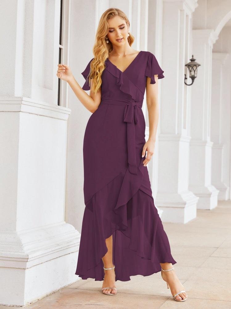 Numbersea Ruffled Bridesmaid Dresses Mermaid Formal Violin Evening Party Prom Gowns 28042-numbersea