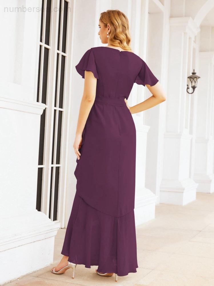 Numbersea Ruffled Bridesmaid Dresses Mermaid Formal Violin Evening Party Prom Gowns 28042-numbersea