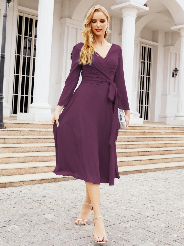 Bridesmaid Dress V-Back Waist Belt Mother of the Bride Wedding Guest 28031-numbersea