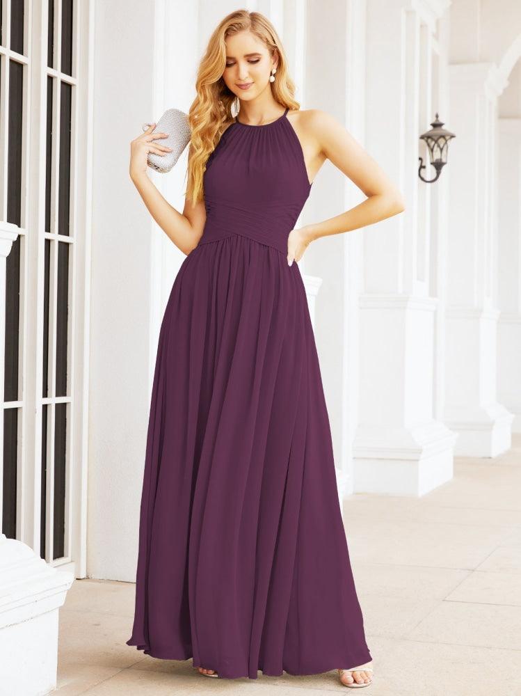 Numbersea Sleeveless Bridesmaid Dresses Long Prom Gown Zipper with Keyhole Back 28056-numbersea