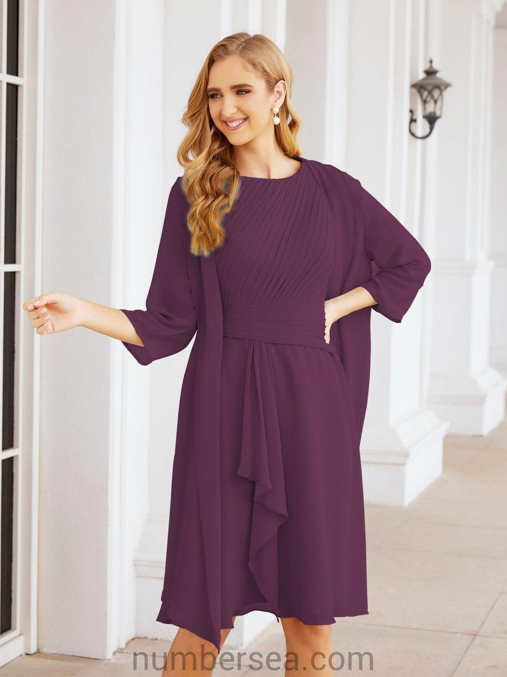 Numbersea Chiffon Mother Of The Bride Dresses Prom Dress For Wedding Guest Casual Pleated 28065