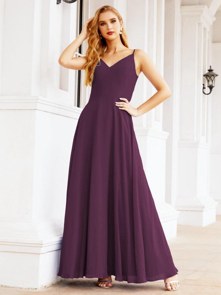 Numbersea Spaghetti Strap Bridesmaid Dresses V Neck Butterfly Back Fromal Evening Party Prom Gown 28036-numbersea