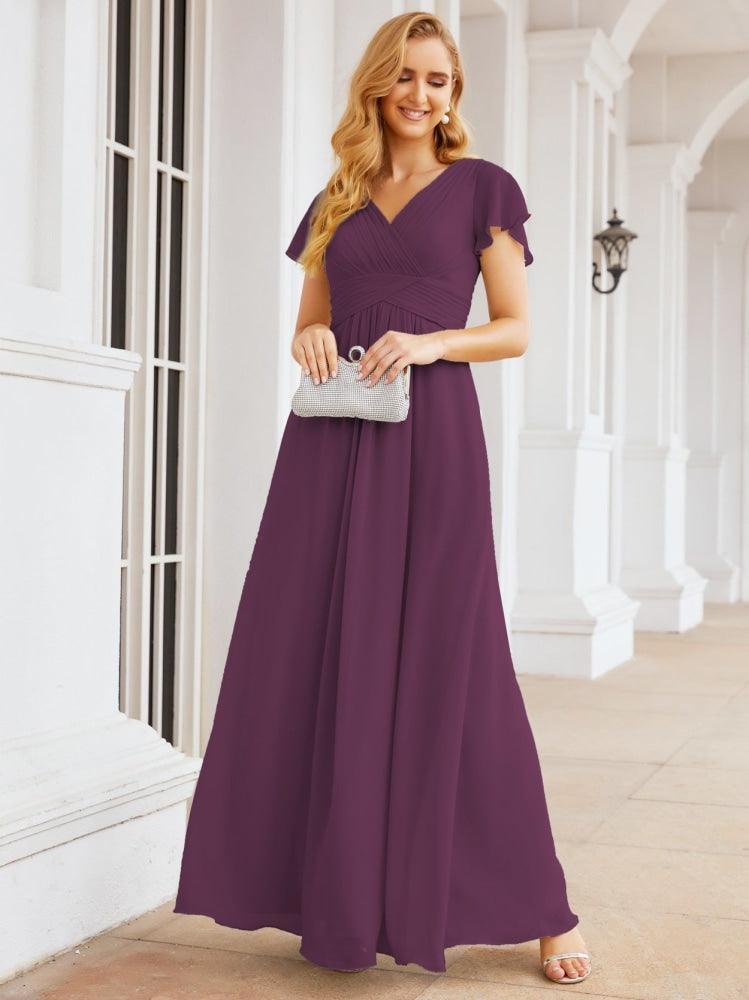 Numbersea Formal Prom Gowns for Mother of The Bride Cap Sleeves Bridesmaid Dress 28047-numbersea