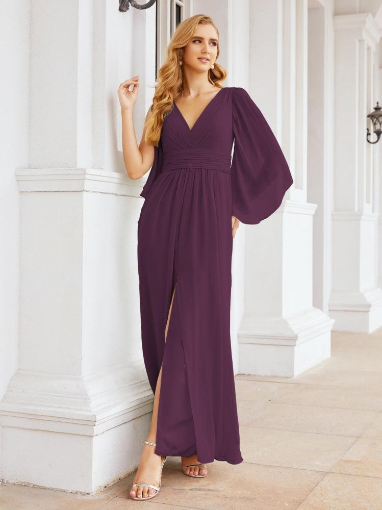 Numbersea Bridesmaid Dresses with Split for Wedding Party Flutter Sleeves 28045-numbersea