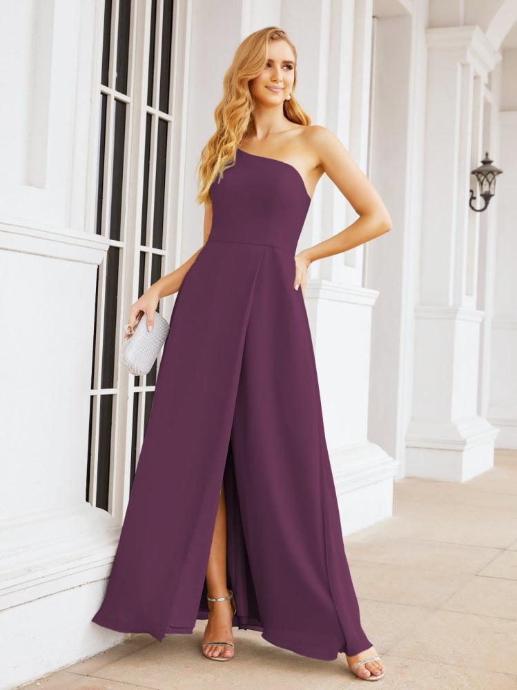 Numbersea Women's One Shoulder Formal Prom Gowns for Mother of The Bride Side Slit Bridesmaid Dresses 28052-numbersea