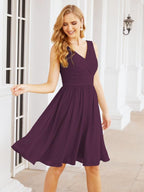 Numbersea Homecoming Dresses Knee Length Skirt V Back 28062 Grape