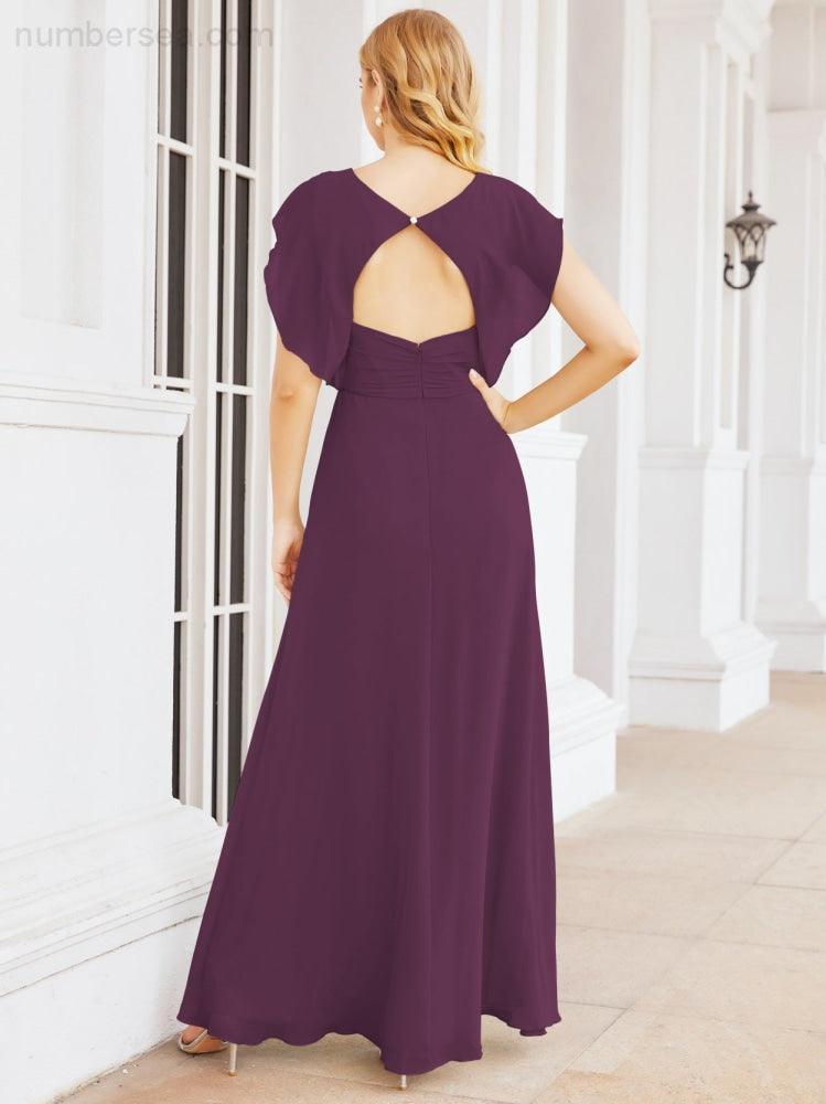 Numbersea Bridesmaid Dresses Cape Formal Prom Dress Open Back Gowns for Mother of The Bride 28058-numbersea