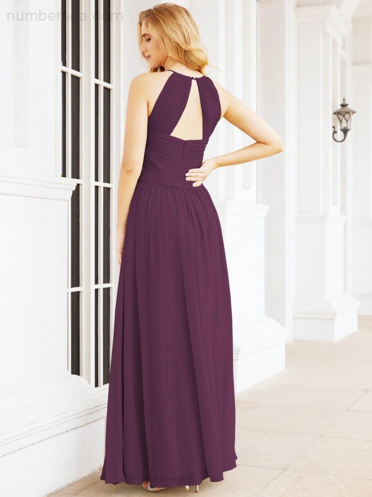 Numbersea Sleeveless Bridesmaid Dresses Long Prom Gown Zipper with Keyhole Back 28056-numbersea