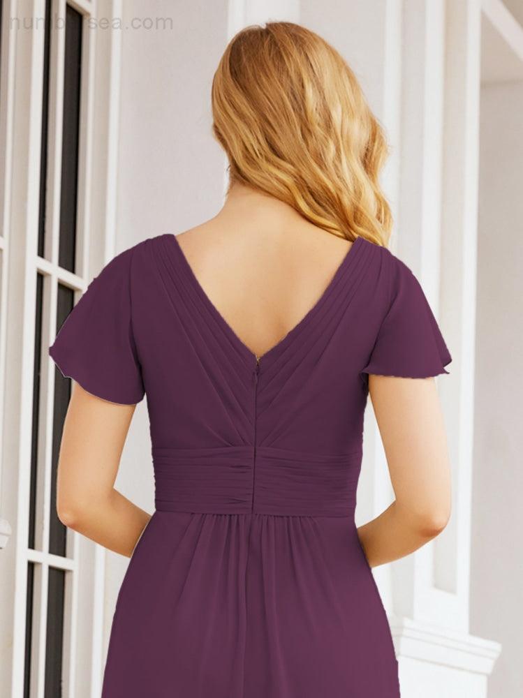 Numbersea Formal Prom Gowns for Mother of The Bride Cap Sleeves Bridesmaid Dress 28047-numbersea