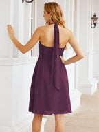 Numbersea Neckholder-Brautjungfernkleid aus Chiffon, kurz, ärmellos, formelles Partykleid, offener Rücken, 28023