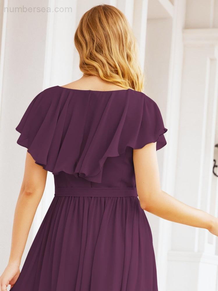 Bridesmaid Dresses with Flutter Sleeves Formal Evening Party Prom Gowns 28044-numbersea