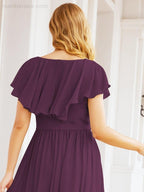 Bridesmaid Dresses with Flutter Sleeves Formal Evening Party Prom Gowns 28044-numbersea