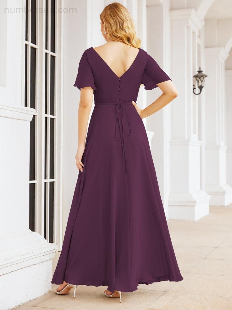 Numbersea Formal Prom Gowns for Mother of The Bride Short Sleeves Bridesmaid Dress 28049-numbersea