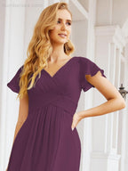 Numbersea Formal Prom Gowns for Mother of The Bride Cap Sleeves Bridesmaid Dress 28047-numbersea