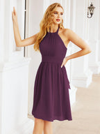 Numbersea Neckholder-Brautjungfernkleid aus Chiffon, kurz, ärmellos, formelles Partykleid, offener Rücken, 28023