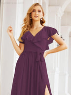 Bridesmaid Dresses with Flutter Sleeves Formal Evening Party Prom Gowns 28044-numbersea