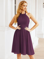 Numbersea Neckholder-Brautjungfernkleid aus Chiffon, kurz, ärmellos, formelles Partykleid, offener Rücken, 28023