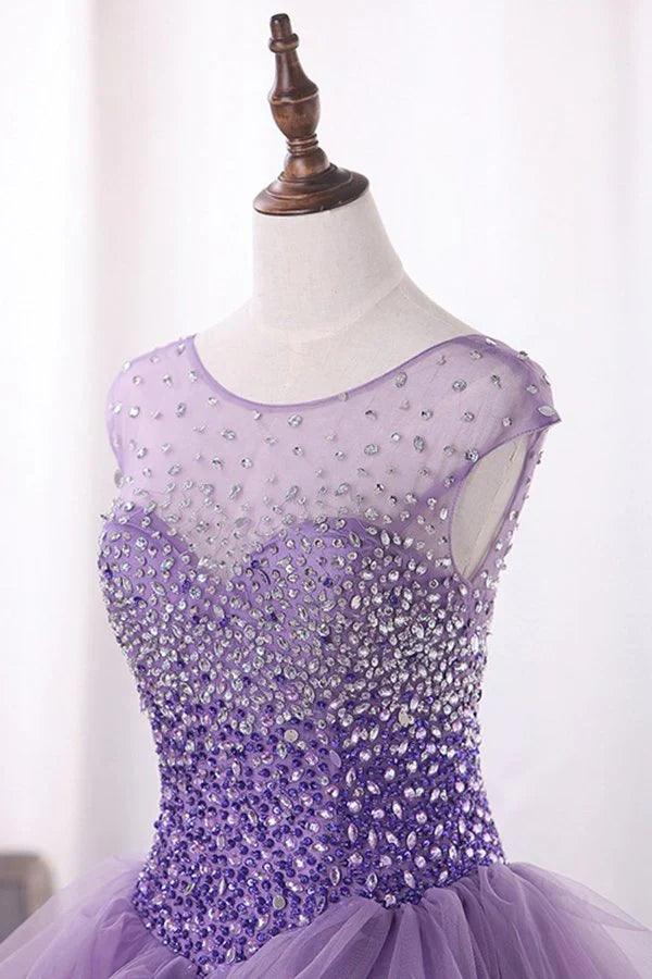 Vestidos de quinceañera de tul con escote redondo PYA2FXC4