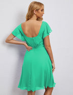 Numbersea Chiffon Bridesmaid Dress V Neck Short Cocktail Gowns For Juniors Homecoming Dresses 28077
