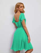 Numbersea Chiffon Bridesmaid Dress V Neck Short Cocktail Gowns For Juniors Homecoming Dresses 28077