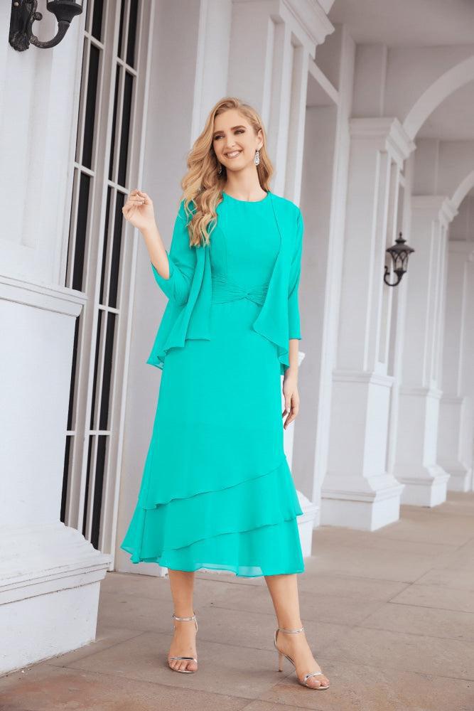 Two-Piece A-Line Mother Of The Bride Dress Formal Party Gown 28072 Tiffany Blue