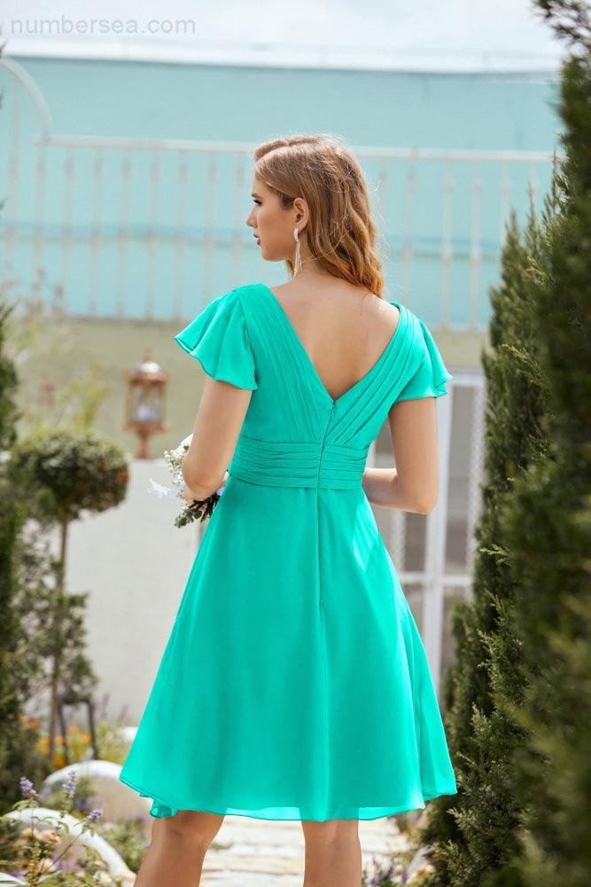 Neck Chiffon Bridesmaid Dresses Formal Cocktail Prom Gown Homecoming 28013