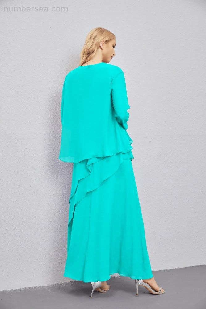Mother of Bride Dresses with Open Front Lightweight Cardigan Formal Prom Gown 28081-numbersea
