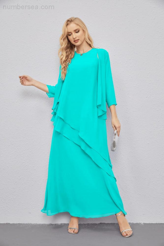 Mother of Bride Dresses with Open Front Lightweight Cardigan Formal Prom Gown 28081-numbersea