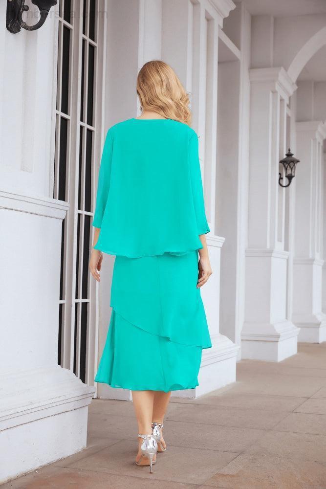 Two-Piece A-Line Mother Of The Bride Dress Formal Party Gown 28072