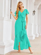 Numbersea Ruffled Bridesmaid Dresses Mermaid Formal Violin Evening Party Prom Gowns 28042-numbersea