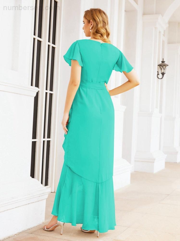 Numbersea Ruffled Bridesmaid Dresses Mermaid Formal Violin Evening Party Prom Gowns 28042-numbersea