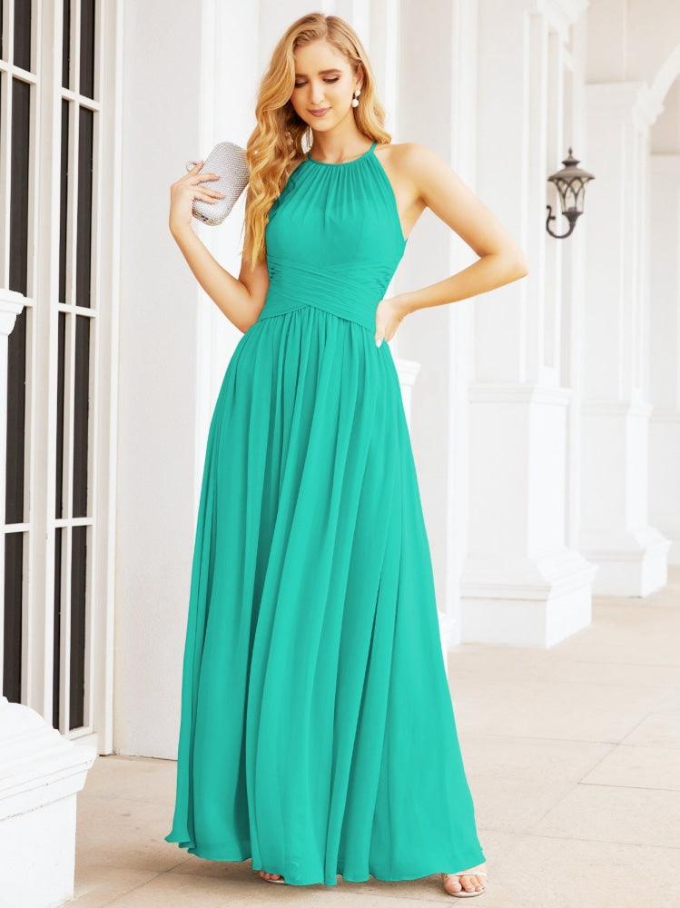 Numbersea Sleeveless Bridesmaid Dresses Long Prom Gown Zipper with Keyhole Back 28056-numbersea