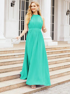 Numbersea Halter Bridesmaid Dress Empire Waist Formal Evening Prom Gown for Mother of The Bride 28030-numbersea