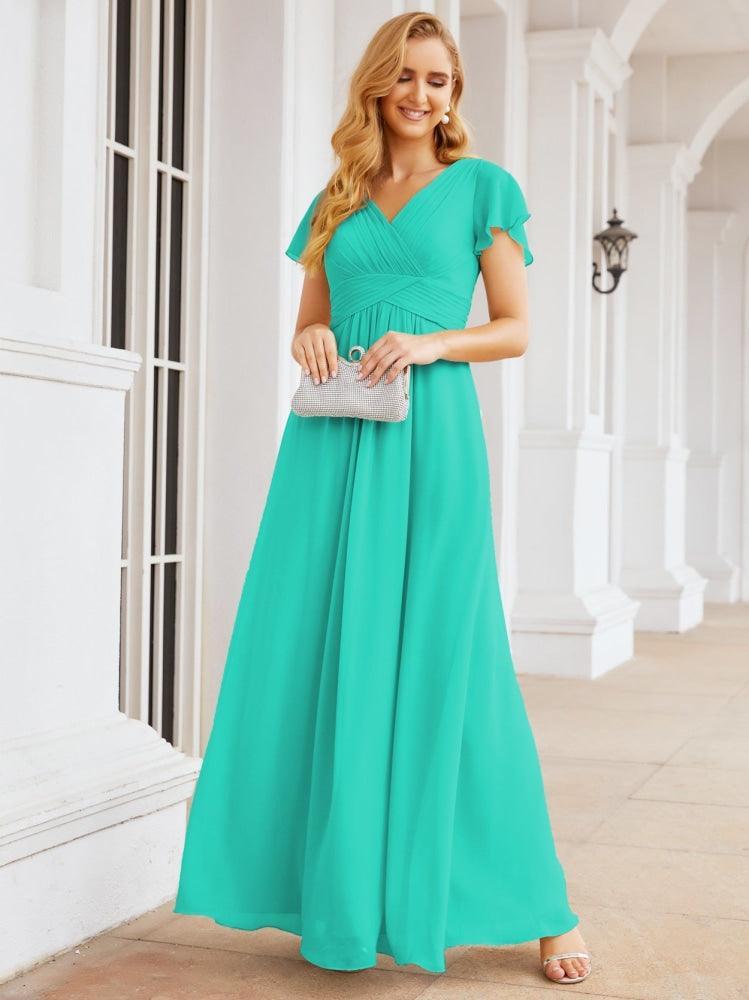Numbersea Formal Prom Gowns for Mother of The Bride Cap Sleeves Bridesmaid Dress 28047-numbersea