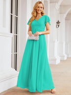 Numbersea Formal Prom Gowns for Mother of The Bride Cap Sleeves Bridesmaid Dress 28047-numbersea