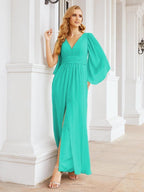 Numbersea Bridesmaid Dresses with Split for Wedding Party Flutter Sleeves 28045-numbersea
