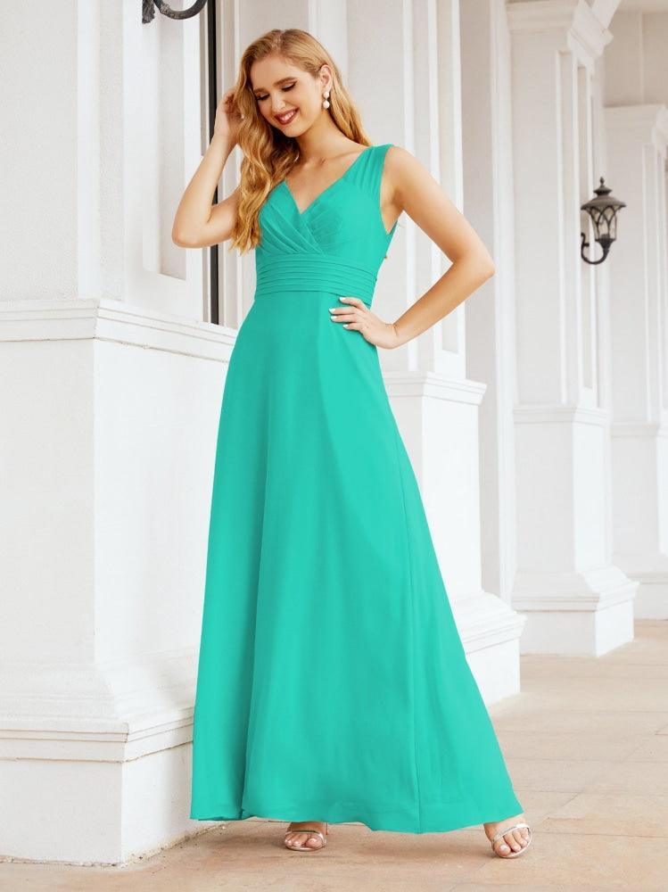 Formal Prom Gown Elegant V-Neck Sleeveless Bridesmaid Dresses for Wedding Party 28037-numbersea
