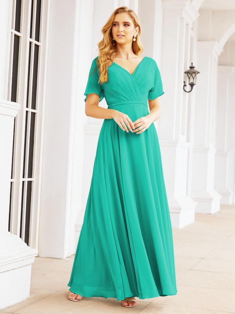 Numbersea Formal Prom Gowns for Mother of The Bride Short Sleeves Bridesmaid Dress 28049-numbersea