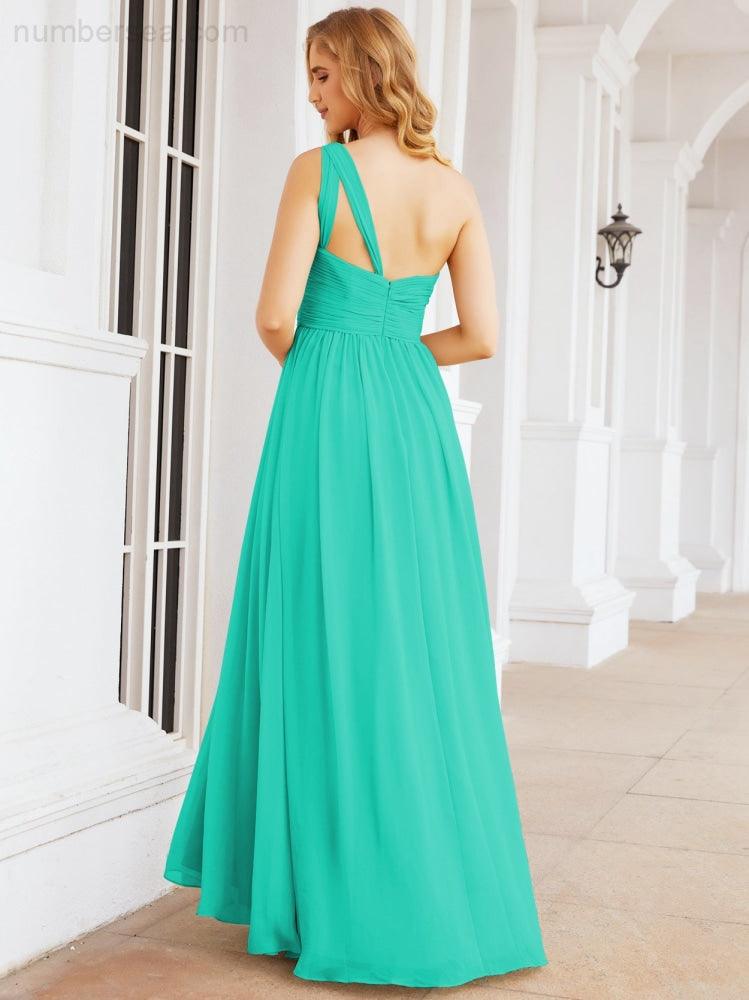 Numbersea One Shoulder Bridesmaid Dresses Long Maxi Formal Evening Party Prom Gowns 28061-numbersea