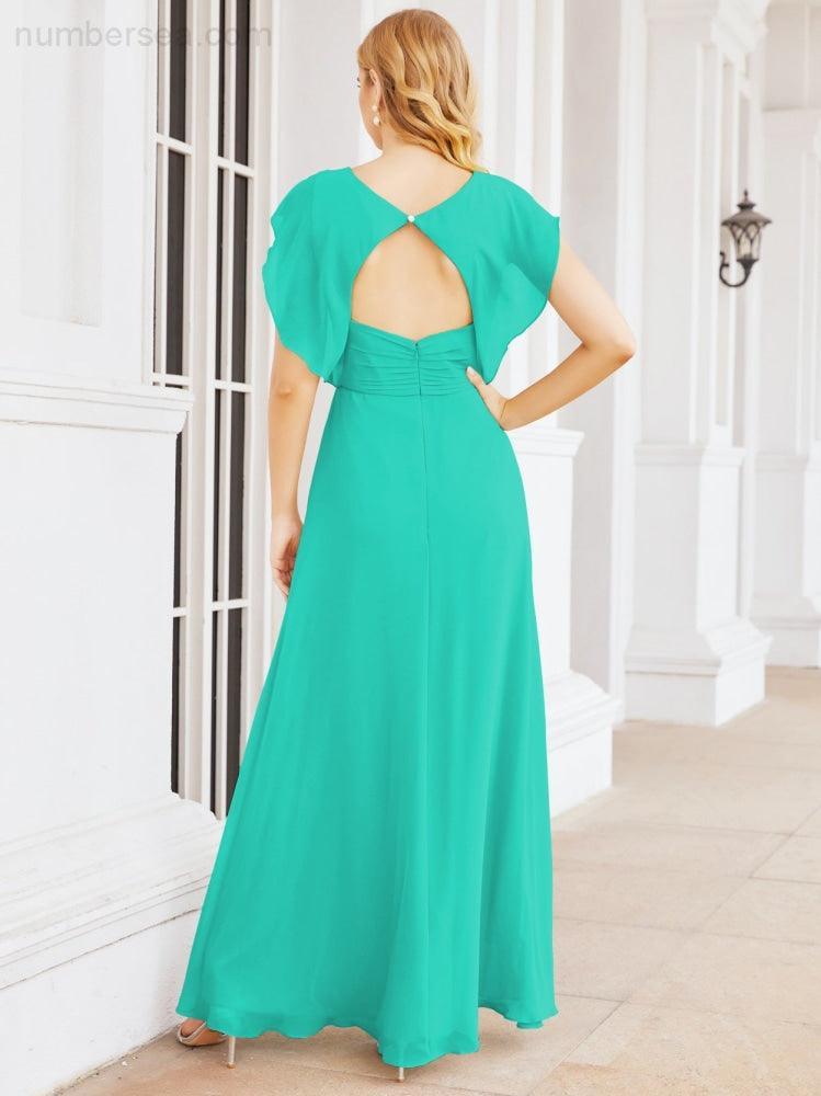 Numbersea Bridesmaid Dresses Cape Formal Prom Dress Open Back Gowns for Mother of The Bride 28058-numbersea