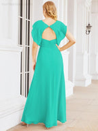 Numbersea Bridesmaid Dresses Cape Formal Prom Dress Open Back Gowns for Mother of The Bride 28058-numbersea