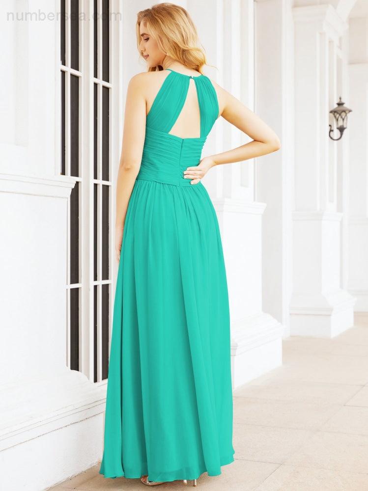 Numbersea Sleeveless Bridesmaid Dresses Long Prom Gown Zipper with Keyhole Back 28056-numbersea