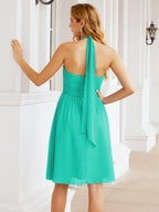 Numbersea Neckholder-Brautjungfernkleid aus Chiffon, kurz, ärmellos, formelles Partykleid, offener Rücken, 28023