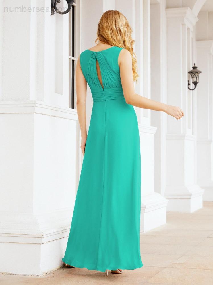 Formal Prom Gown Elegant V-Neck Sleeveless Bridesmaid Dresses for Wedding Party 28037-numbersea
