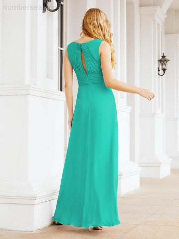 Formal Prom Gown Elegant V-Neck Sleeveless Bridesmaid Dresses for Wedding Party 28037-numbersea