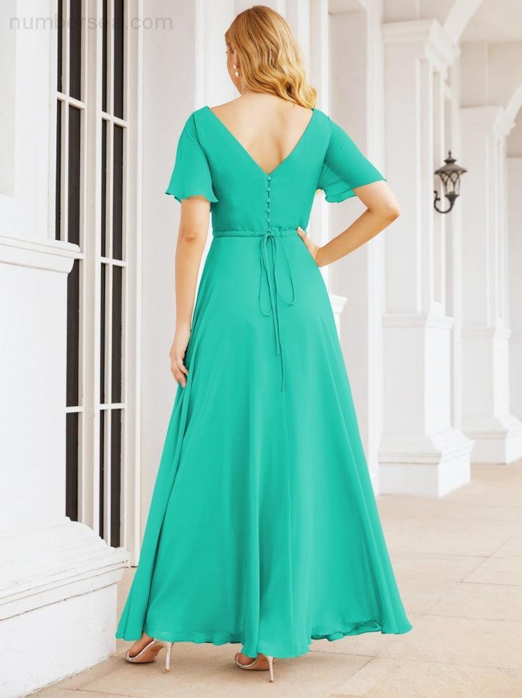 Numbersea Formal Prom Gowns for Mother of The Bride Short Sleeves Bridesmaid Dress 28049-numbersea